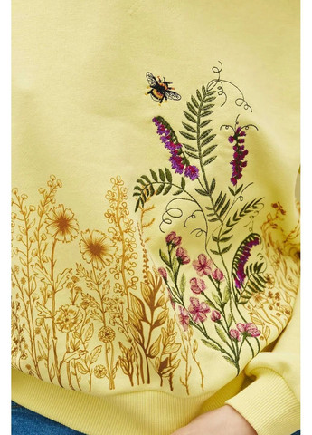 Желтый свитшот с цветочной вышивкой, цвет жёлтый Rica Mare (367831994)