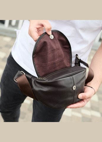 Бананка топовая кожаная мужская модная вместительная повседневная коричневая 70101 Tiding Bag (336182104)