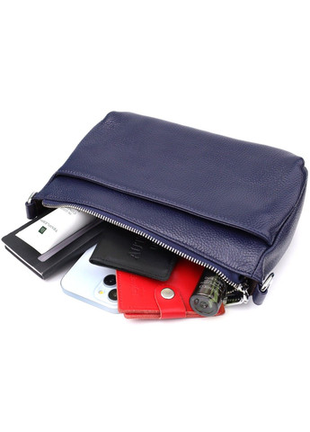 Елегантна сумка жіноча з натуральної шкіри з двома ремінцями 22928 Синій Vintage (357495021)