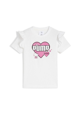 Белая демисезонная детская футболка x hello kitty and friends ruffle tee kids Puma