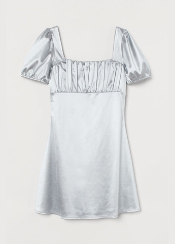 Серое повседневный, кэжуал, вечернее платье драпированное на груди для женщины 0943347-004 H&M однотонное