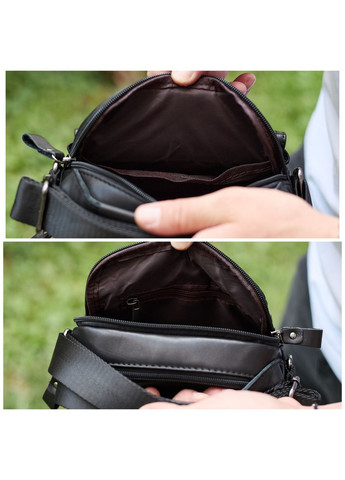 Сумка-барсетка мужская через плечо кожаная гладкая черная TD-86573 Tiding Bag (351507963)