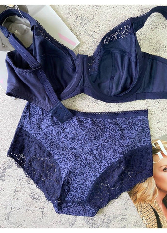 Синий женское синее нижнее белье больших размеров комплект на чашку f Lanny Mode