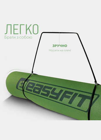 Килимок для йоги та фітнесу TPE+TC 6мм двошаровий зелений-чорний EasyFit (365783244)