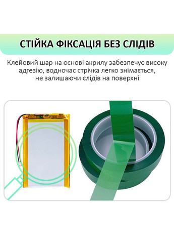 Термостійкий скотч PET зелений / 150°C Max / товщина 0.03 мм / довжина 100 м / ширина 15 мм MaYuan (322707174)