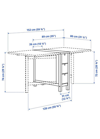 Стіл з розкривною стільницею ІКЕА NORDEN 26/89/152х80 см (10423886) IKEA (278407807)