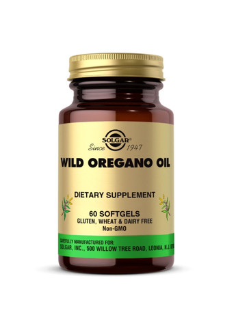 Добавка Wild Oregano Oil - 60 caps Solgar (280899406)