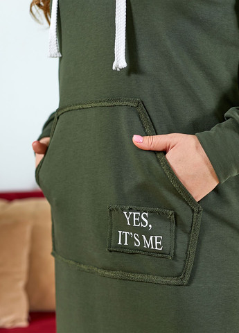 Оливковое (хаки) спортивное, повседневный платье-худи макси платье-худи No Brand однотонное