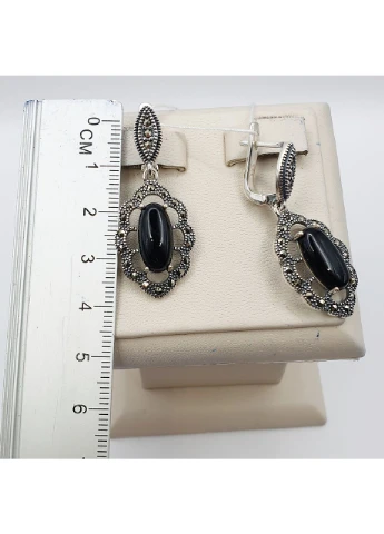 Сережки срібні з агатом та марказитом 8,36 г No Brand (369737242)