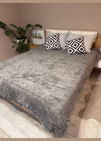 Покривало стьобане мікрофібра велюр двостороннє 200х230 см Графітовий (П4К-Al-pled-kovdra-001-05) No Brand (308755120)