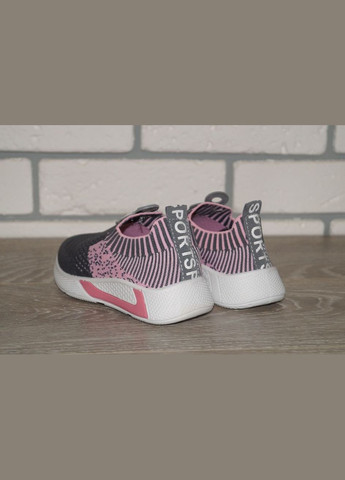 Сірі літні кросівки текстильні для дівчинки літні сірі з рожевим No Brand Comfort