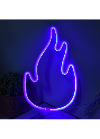 Декоративний настінний неоновий світильник синій "Вогник" на батарейках/USB 28.5*18.7 см Smarti (371330725)