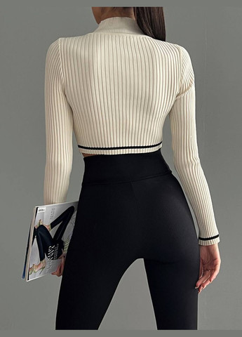 Молочная кофточка из турецкой вязки с ассиметричным низом, приталенный укороченный гольф в универсальном размере 42-46 No Brand 051 (301066478)