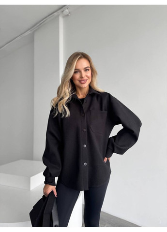 Черное демисезонное Пальто-рубашка женское Style Point