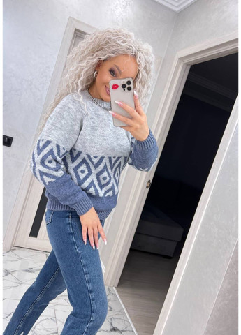 Серый демисезонный женский теплый вязаный свитер джемпер No Brand