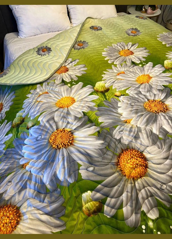 Ковдра з натуральним наповнювачем Євро мікрофібра 200х215 см зелена (П4К-lito-kovdra-003-55) No Brand (306633825)