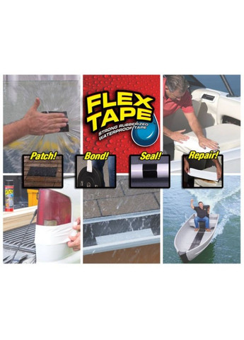 Flex Tape водонепроникна клейка стрічка чорна 10 х 150 см супер сильна для ремонту басейнів та іграшок ProDobro (365442870)