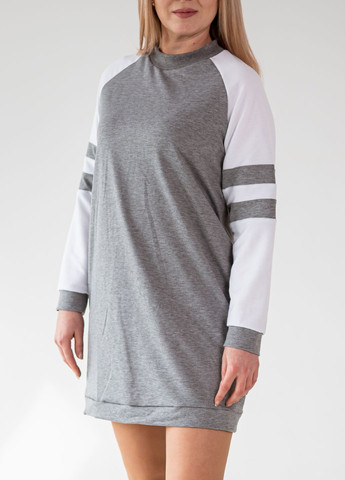 Світло-сіра спортивна, домашній, повсякденний, сіра з білими рукавами, повсякденна, вільного крою LeMien в смужку