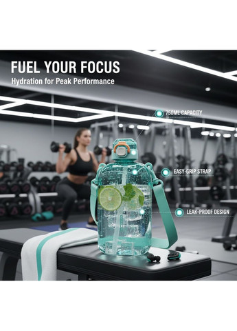 Пляшка SPORT для води із BPA-free пластику 750 мл. Бірюзова No Brand (296101821)