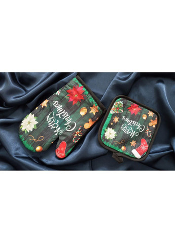 Новогодний подарочный набор кухонная перчатка и прихватка подарка (арт. 1708) No Brand (369962962)