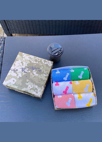 Комбіновані бокс чоловічих високих шкарпеток 40-45 на 6 пар у подарунковій коробці Vakko (307009109)