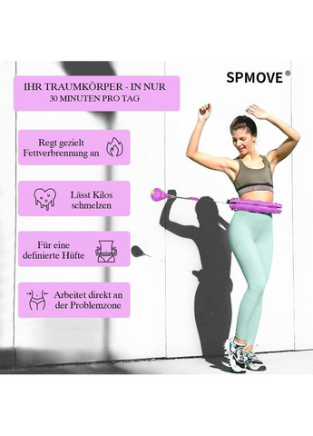 Смарт хулахуп SPMOVE з лічильником для схуднення, 24 секції, масажний обруч 360°, гравітаційна куля для фітнесу, тренувань No Brand (338193404)