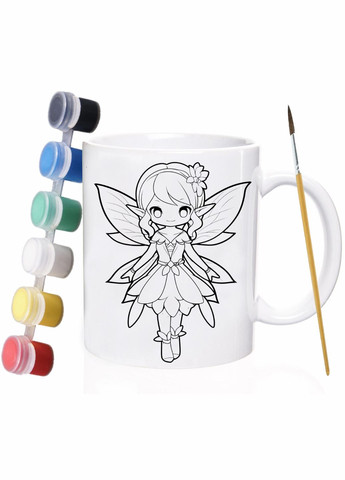 Набір для дитячої творчості Дівчинка та Фея #01 / розмальовка для дітей / 330 мл біла No Brand (316122513)