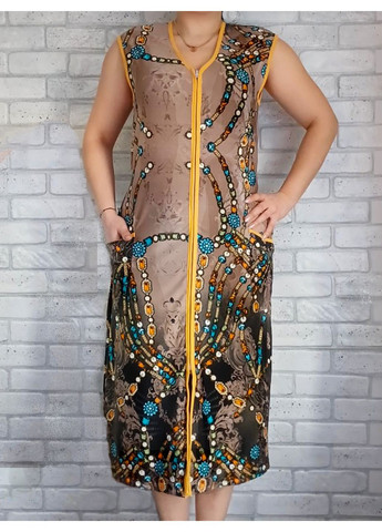 Женский летний халат на молнии с карманами батал No Brand (356515647)