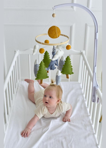 Дитячий музичний мобіль на ліжечко для немовлят WoollyFox "Вовк у лісі" на 35 мелодій No Brand (342757888)