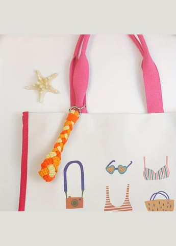 Набір макраме для рукоділля і плетіння брелока для ключів і аксесуарів 17.3х3.5 см триколірний помаранчевий No Brand (369802837)