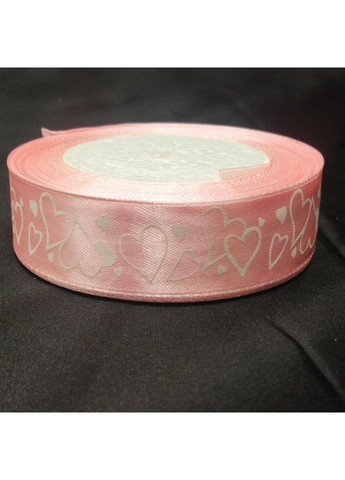 Атласна стрічка рожева "Сердечки" 2,5 см (23 м) "Sindtex" (АЛР2-010) Plus-plus (352744157)