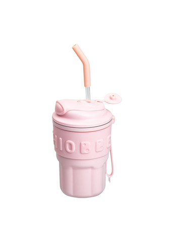 Термокружка Chiobbe с трубочкой и ремешком 450 мл розовая Jooki (360920936)