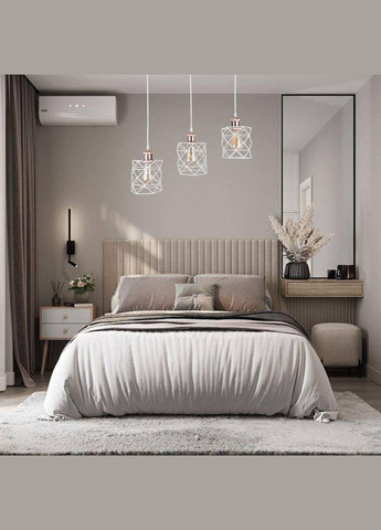 Белая люстра на три плафона с патронами цвета розовое золото (56-PR105F-3 WH+RG (500)) No Brand (370070230)