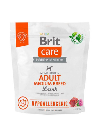 Сухой корм для собак Care Dog Hypoallergenic Adult Medium Breed 1кг, с ягненком Brit (292257495)