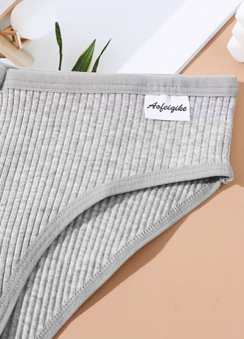 Набір трусиків жіночих в рубчик середня посадка базовий комплект сліпів 4 штуки FitFiesta (362561804)