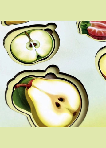 Дерев'яний пазл-вкладиш "Фрукти у розрізі" (ПСД136) PSD136 сортер Ubumblebees (336335270)