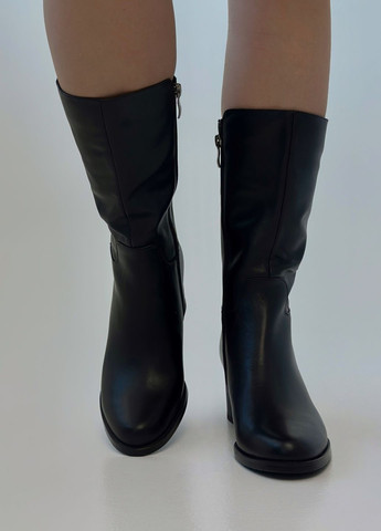 Черные осенние полусапоги женские кожаные демисезонные. Mea Balan