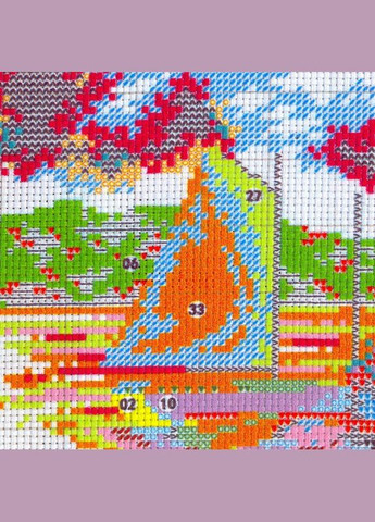 Набор для вышивания по нанесённой на канву схеме "Lake house". AIDA 14CT printed 44*33 см Joy Sunday (313613069)