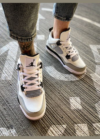 Білі всесезон кросівки чоловічі і жіночі nike air jordan 4 retro white black | найк аір джордан 4 ретро білі чорні No Brand