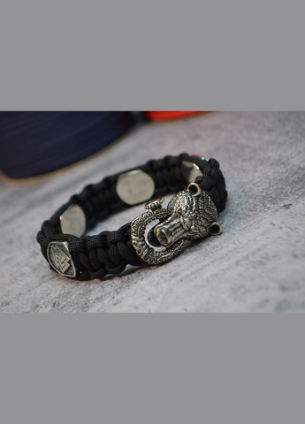 Браслет зі знаком Квадрат Сварога, Перунів Квіт, Коловорот, Валькнут і застібкою Ведмідь із мельхіору No Brand (355796134)