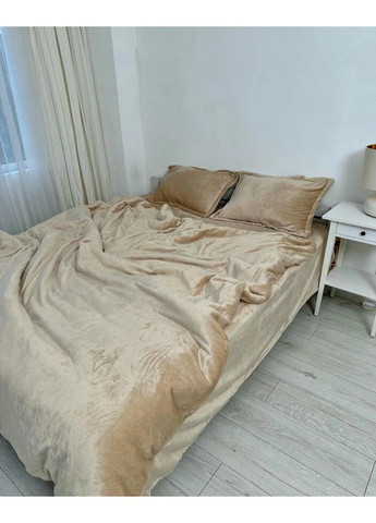 Постільна білизна плюшева полуторна Home 20751 160х215 см бежева DUSHKA (336327540)
