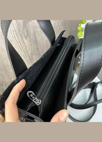 Жіноча замшева сумка з тисненням чорна No Brand (298997262)