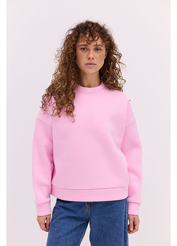 Розовый утепленный женский свитшот коричневый с принтом на спине Arjen (361056628)