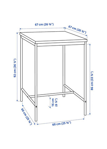 Барний стіл ІКЕА SANDSBERG 67х67 см (s99420403) IKEA (278405635)