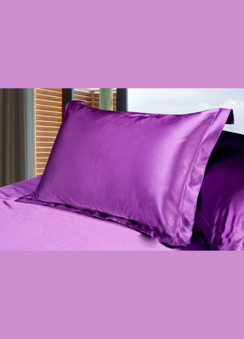 Атласное Фиолетовое Полуторное постельное белье 150*210 см и 4 наволочки GLOBAL.P (298289199)
