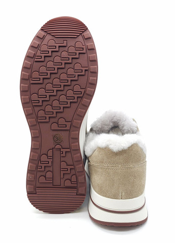 Бежевые всесезонные женские кроссовки зимние бежевые кожаные l-12-25 23 см (р) Lonza