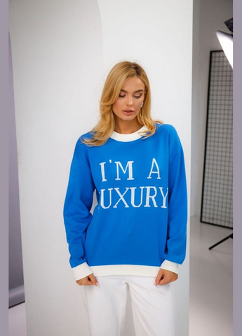 Синій демісезонний джемпер вільного крою зі спущеною лінією плеча (2440) Triko Bakh