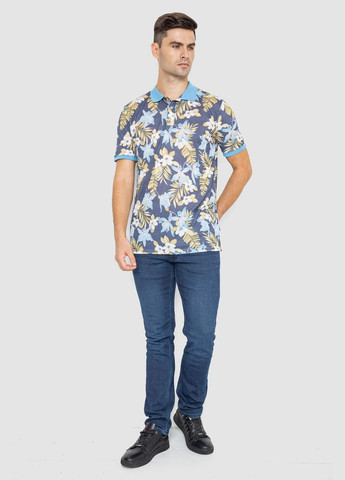 Серо-голубой футболка-поло мужское с принтом, цвет зелено-розовый, для мужчин Ager