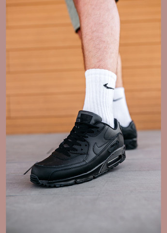 Черные демисезонные кроссовки мужские Nike Air Max 90 «Black»
