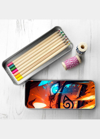 Органайзер для канцелярских принадлежностей металлический, кейс для мелочей Наруто #023 7*18 см Silver No Brand (309152270)